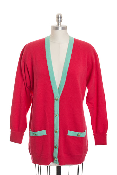 Chanel Vintage Hot Pink Cashmere Cardigan