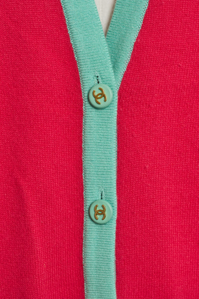 Chanel Vintage Hot Pink Cashmere Cardigan