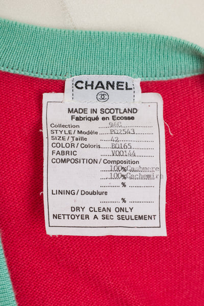 Chanel Vintage Hot Pink Cashmere Cardigan