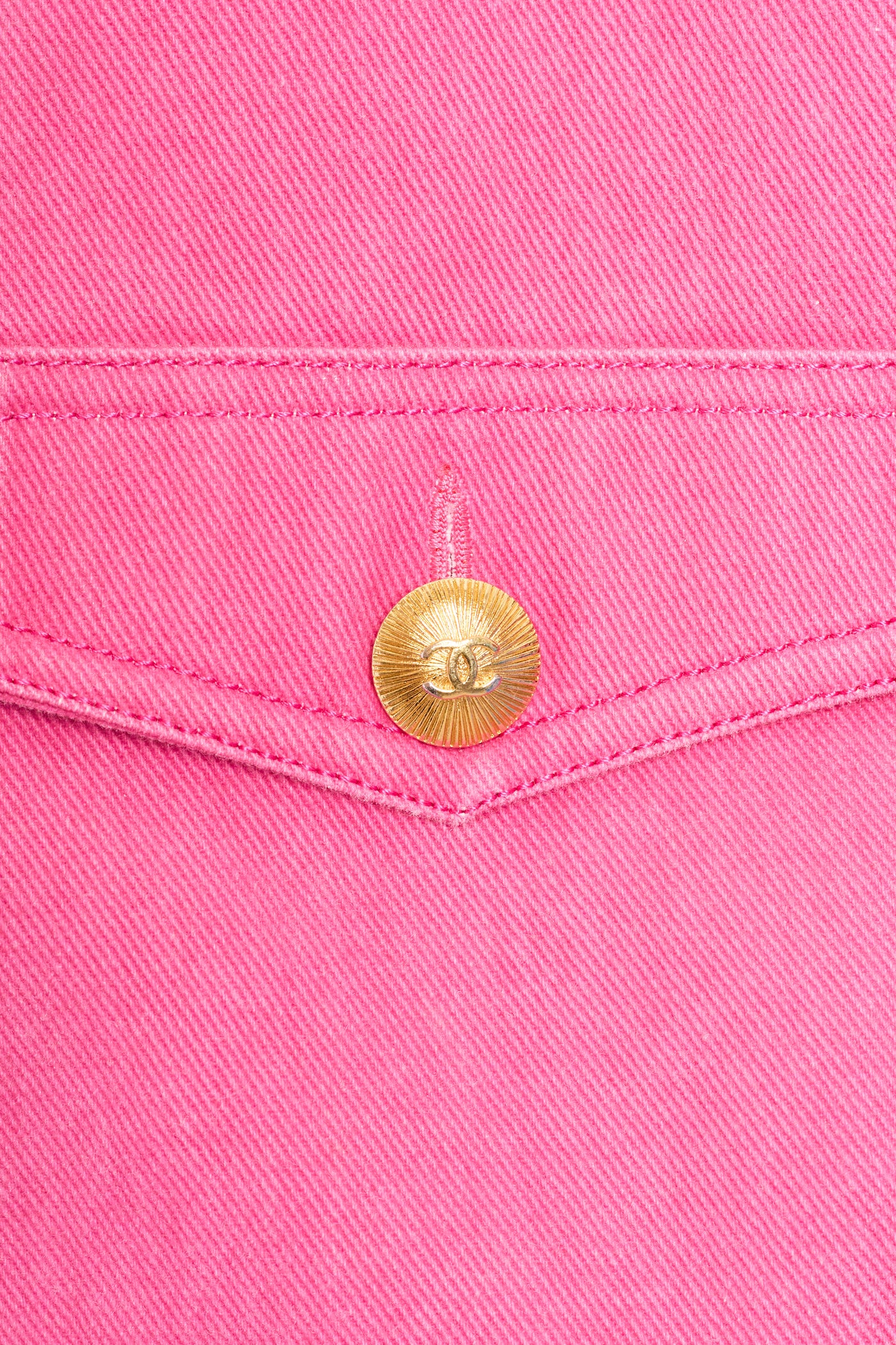 Chanel Vintage Rare 1992 Spring Summer Runway Pink Denim Button Up Denim Jacket