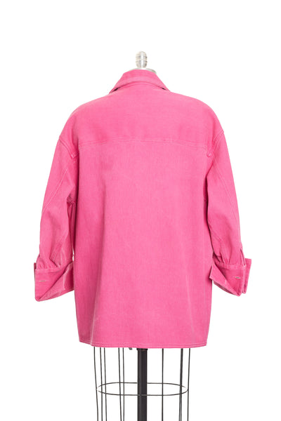 Chanel Vintage Rare 1992 Spring Summer Runway Pink Denim Button Up Denim Jacket