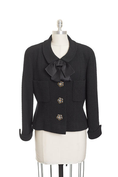 Chanel Vintage Black Ribbon Tweed jacket