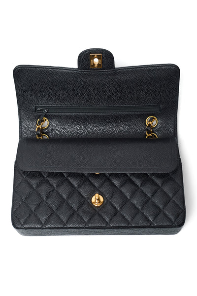 Chanel Vintage Black Caviar Medium Classic Double Flap