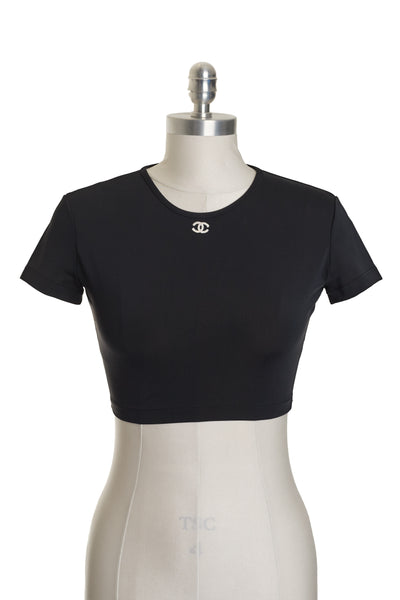 Chanel Vintage 1995 SS Runway Black CC Crop Top