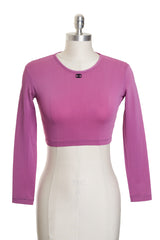 Chanel Vintage 1995 SS Runway Purple CC Long Sleeve Cropped Top