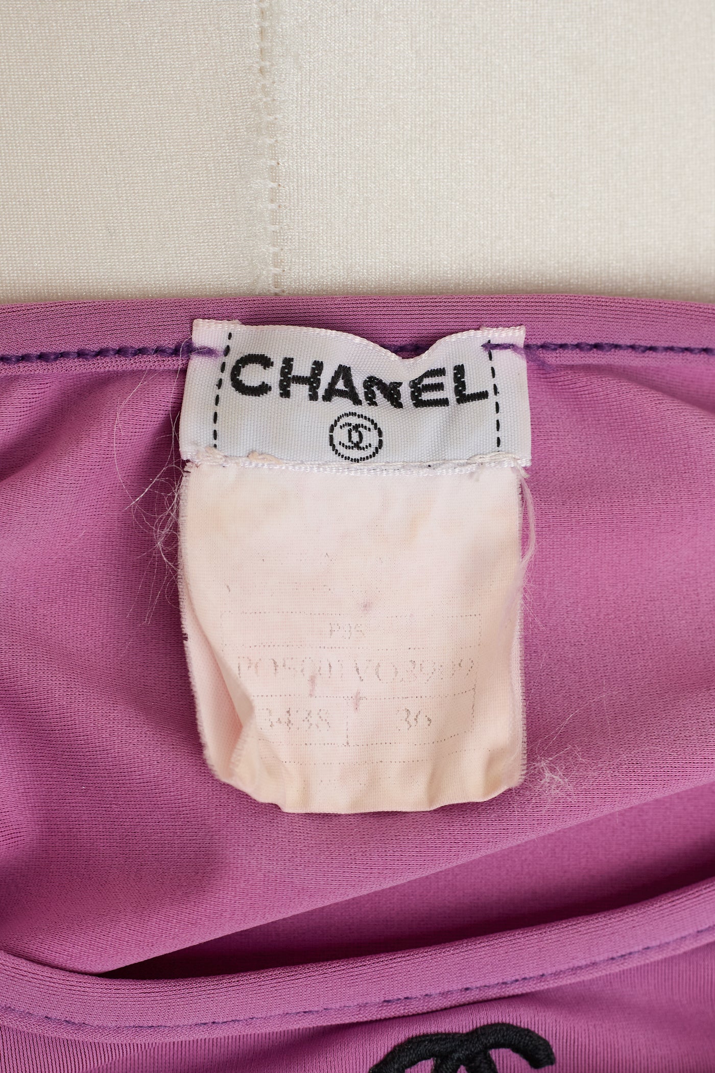 Chanel Vintage 1995 SS Runway Purple CC Long Sleeve Cropped Top
