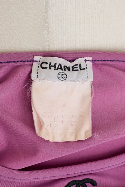 Chanel Vintage 1995 SS Runway Purple CC Long Sleeve Cropped Top