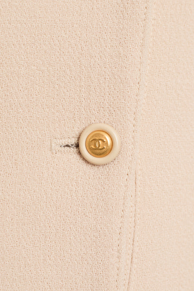 Chanel Vintage Beige Wool Skirt Suit Set