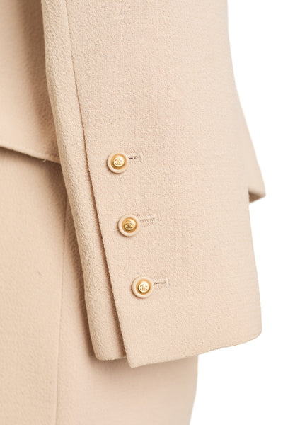 Chanel Vintage Beige Wool Skirt Suit Set