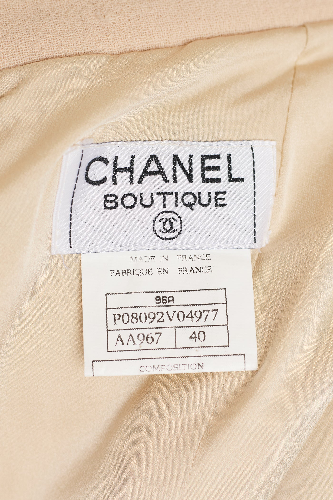 Chanel Vintage Beige Wool Skirt Suit Set