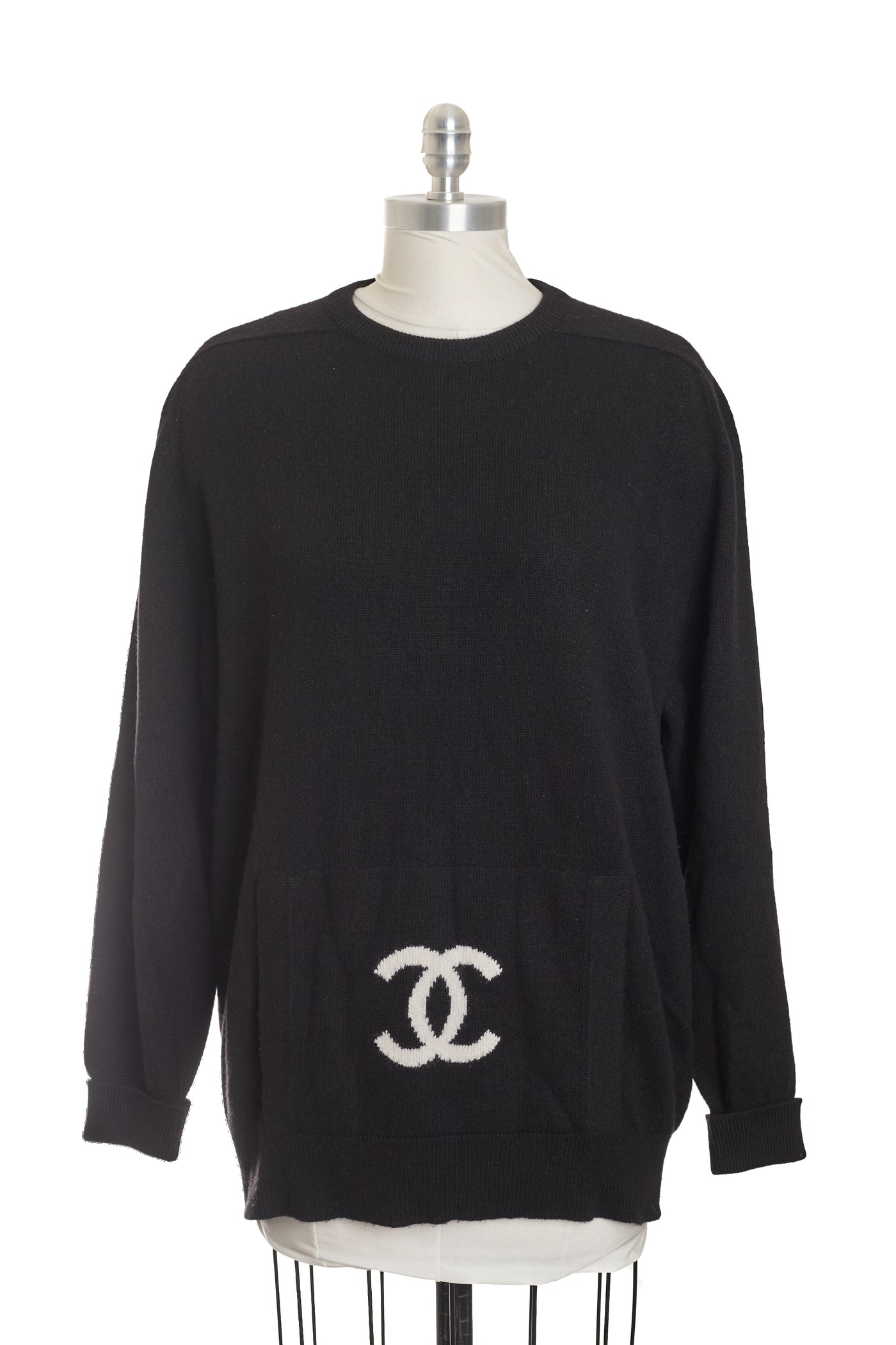 Chanel Vintage Black and White Cashmere Sweater