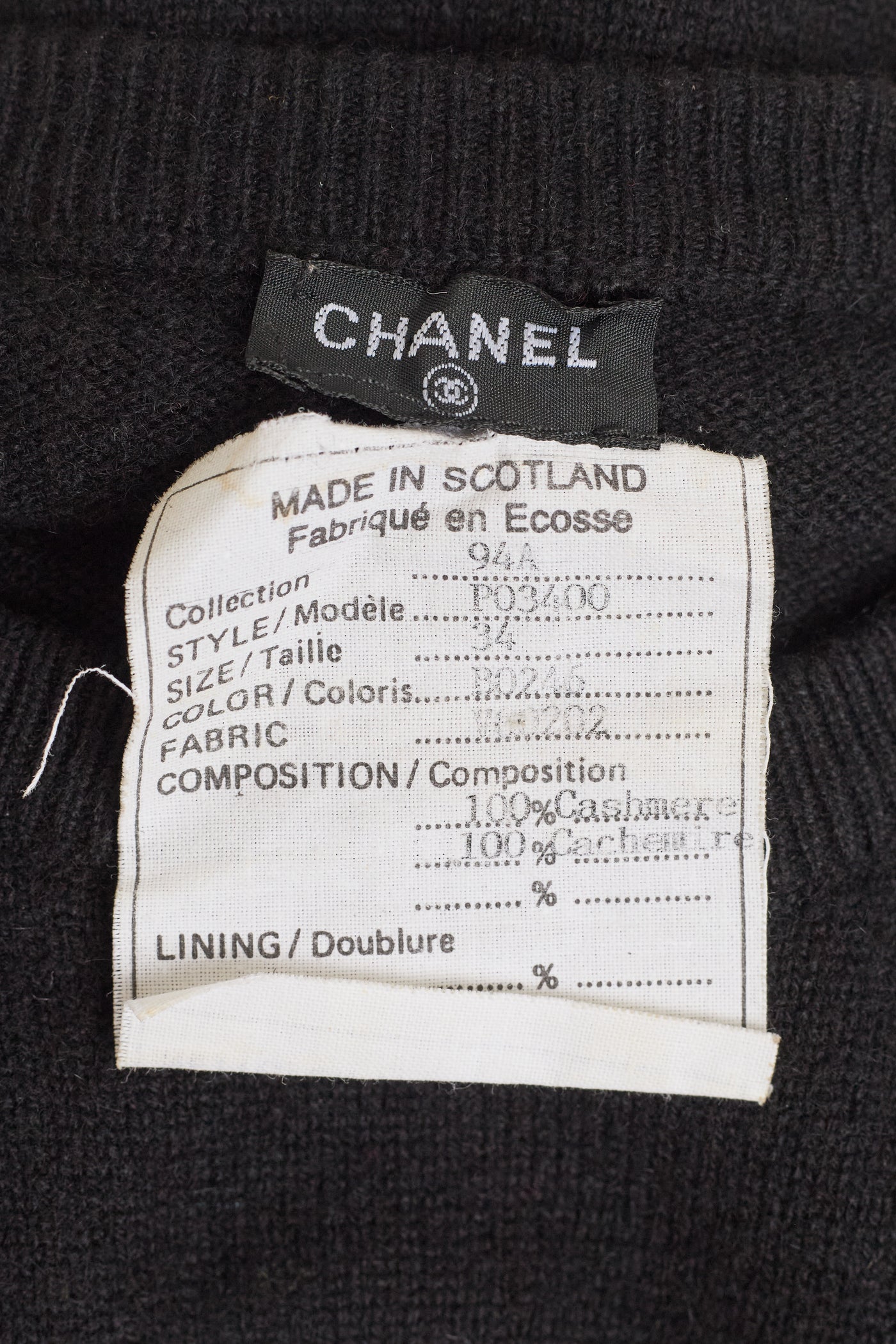 Chanel Vintage Black and White Cashmere Sweater
