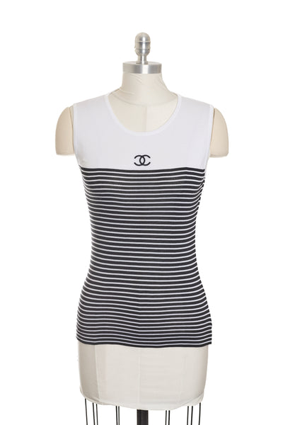Chanel Vintage Sleeveless Stripe Top