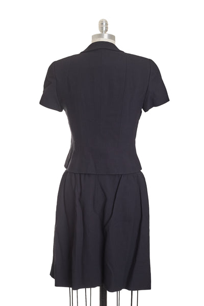 Chanel Vintage 1995P Black Cropped Button Up Shirt and Skirt Set