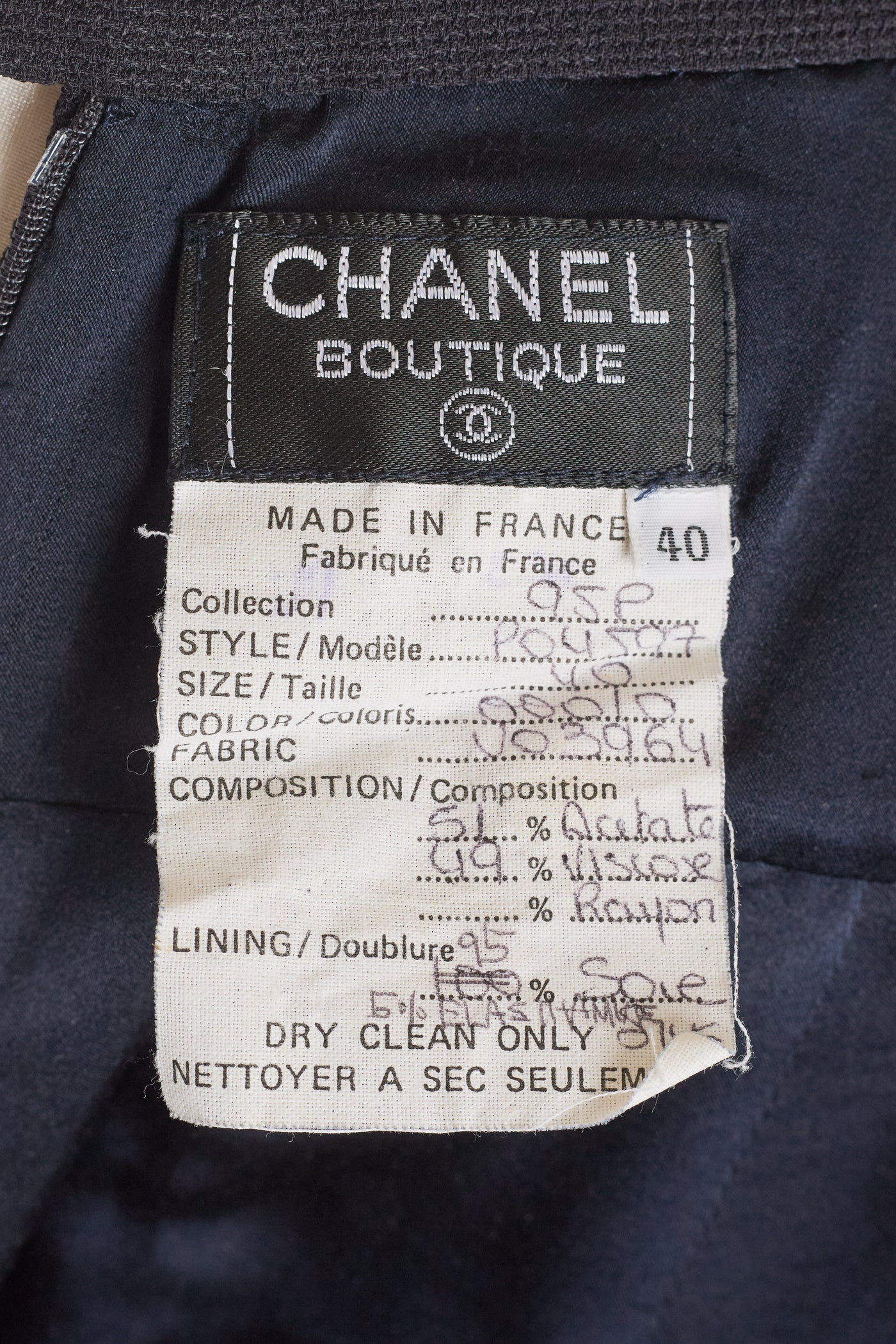 Chanel Vintage 1995P Black Cropped Button Up Shirt and Skirt Set