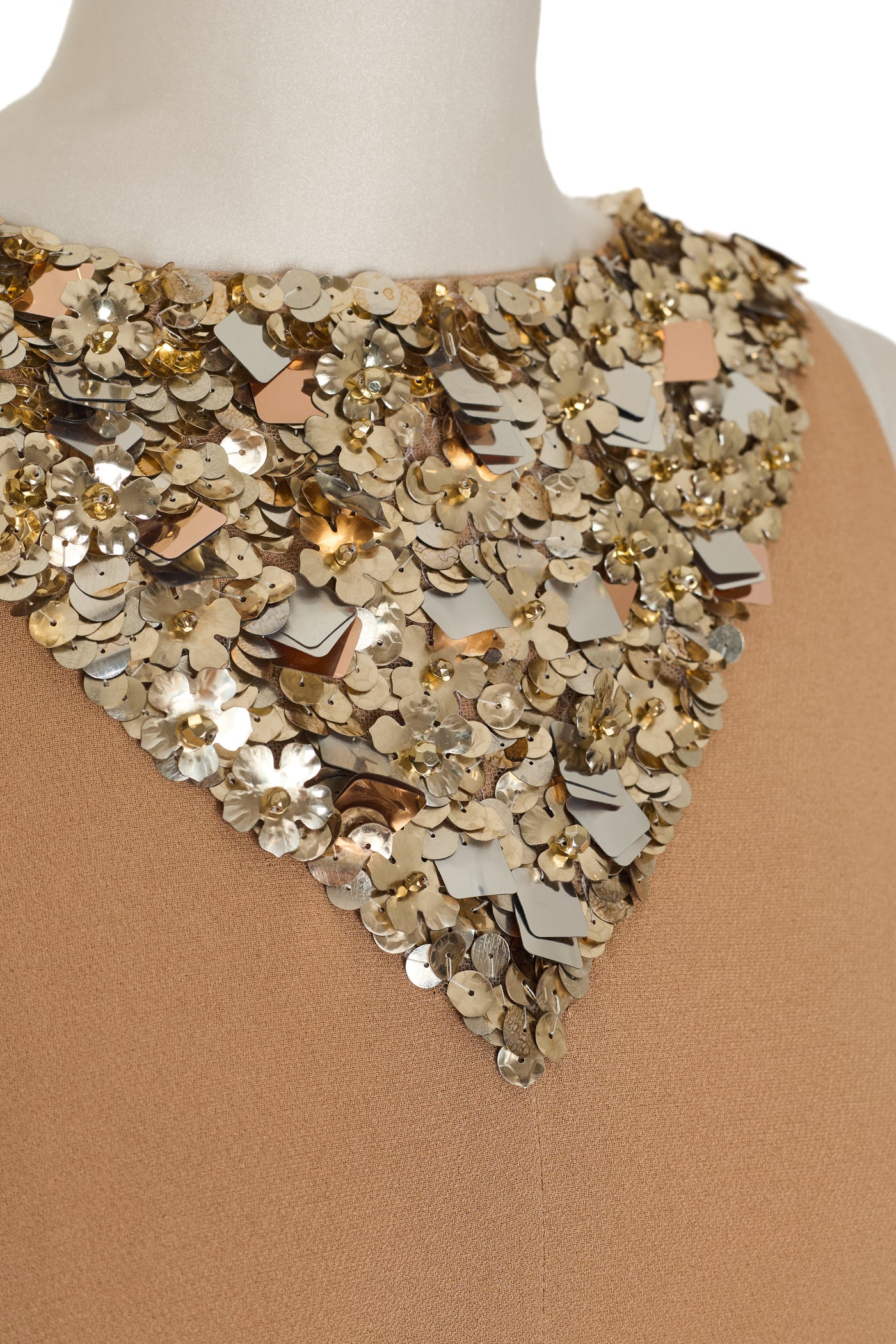 Chanel Beige Embellished Silk Dress
