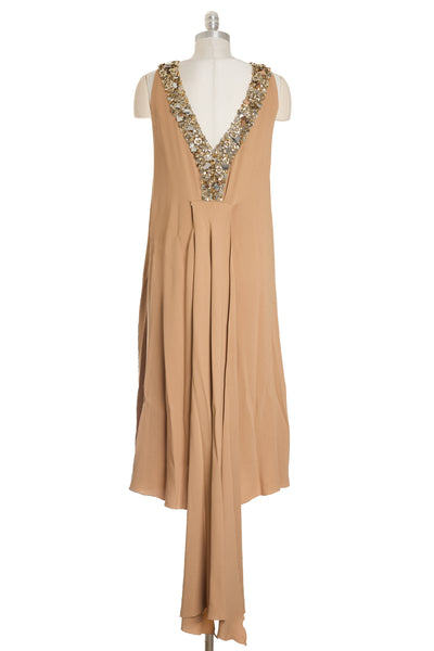 Chanel Beige Embellished Silk Dress