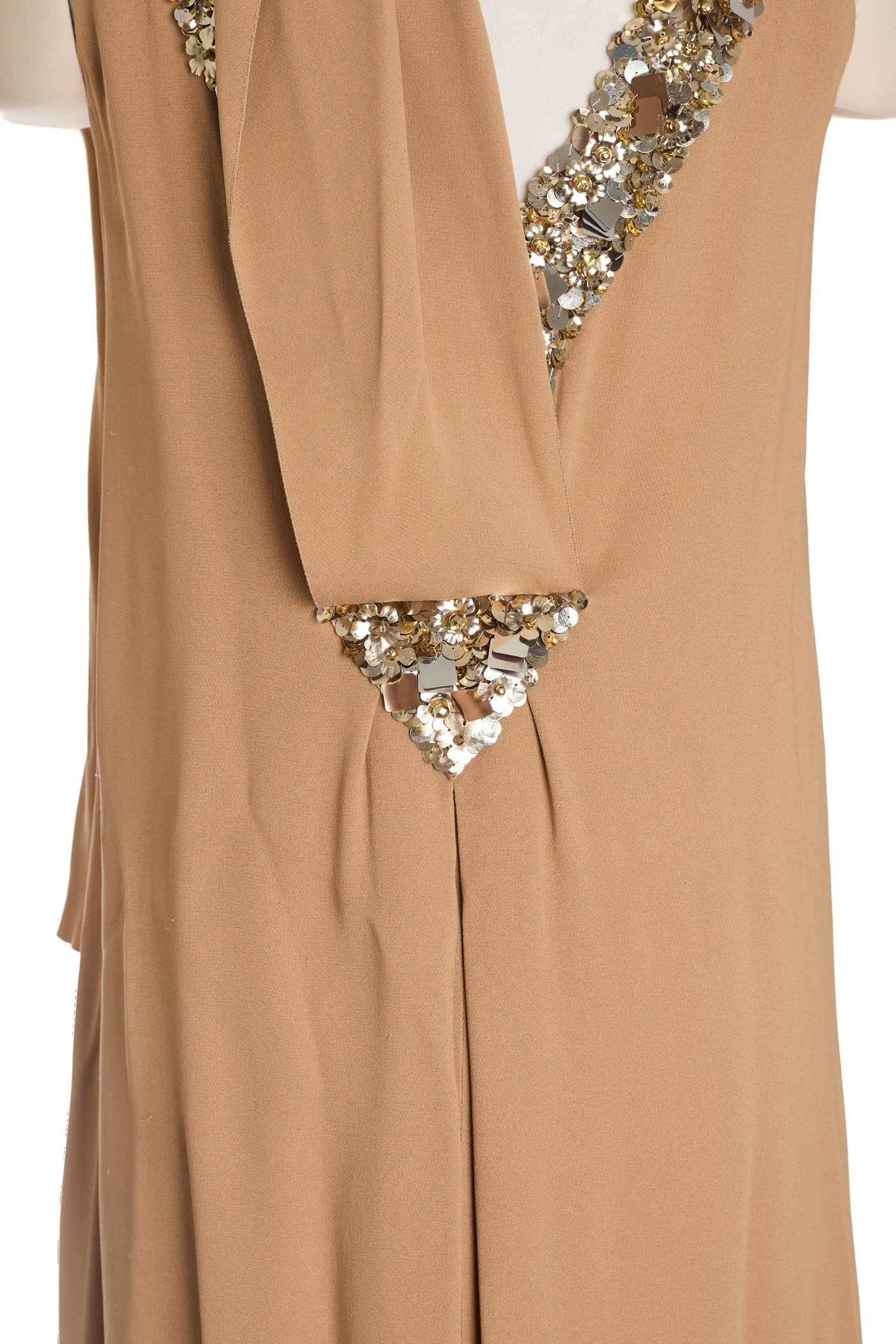 Chanel Beige Embellished Silk Dress