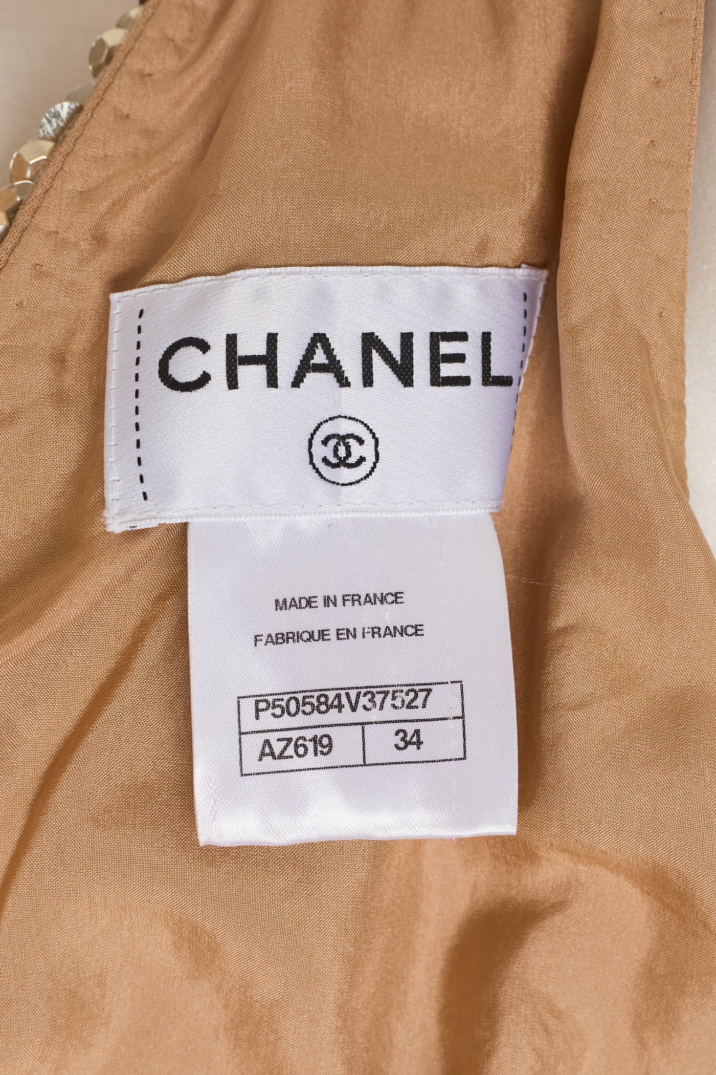 Chanel Beige Embellished Silk Dress