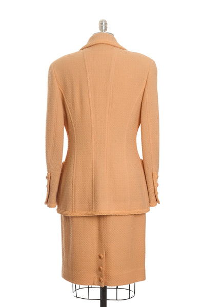 Chanel Vintage Orange Tweed Skirt Suit Set