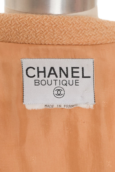 Chanel Vintage Orange Tweed Skirt Suit Set
