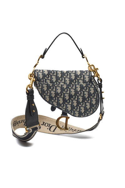 Christian Dior Mini Navy Monogram Oblique Saddle Bag with Strap
