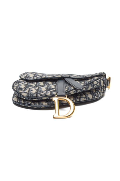 Christian Dior Mini Navy Monogram Oblique Saddle Bag with Strap
