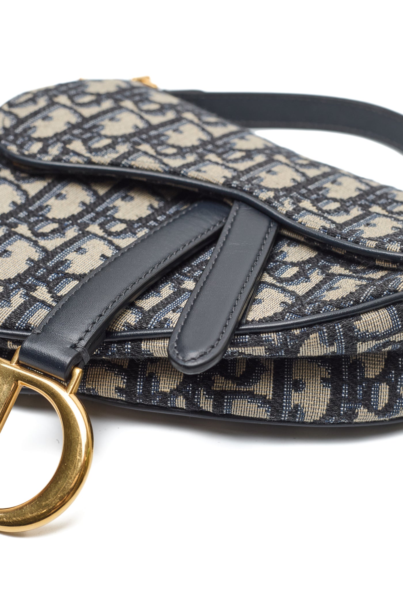 Christian Dior Mini Navy Monogram Oblique Saddle Bag with Strap