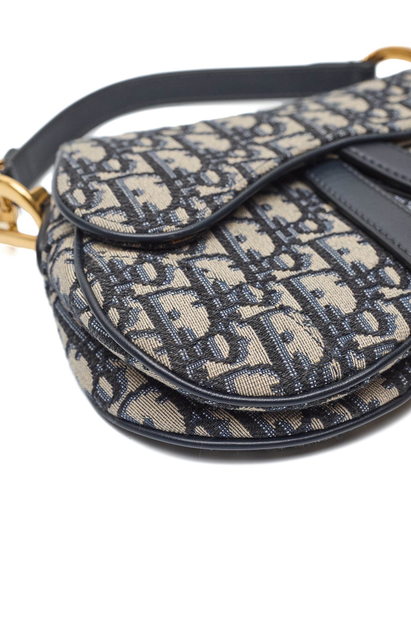 Christian Dior Mini Navy Monogram Oblique Saddle Bag with Strap