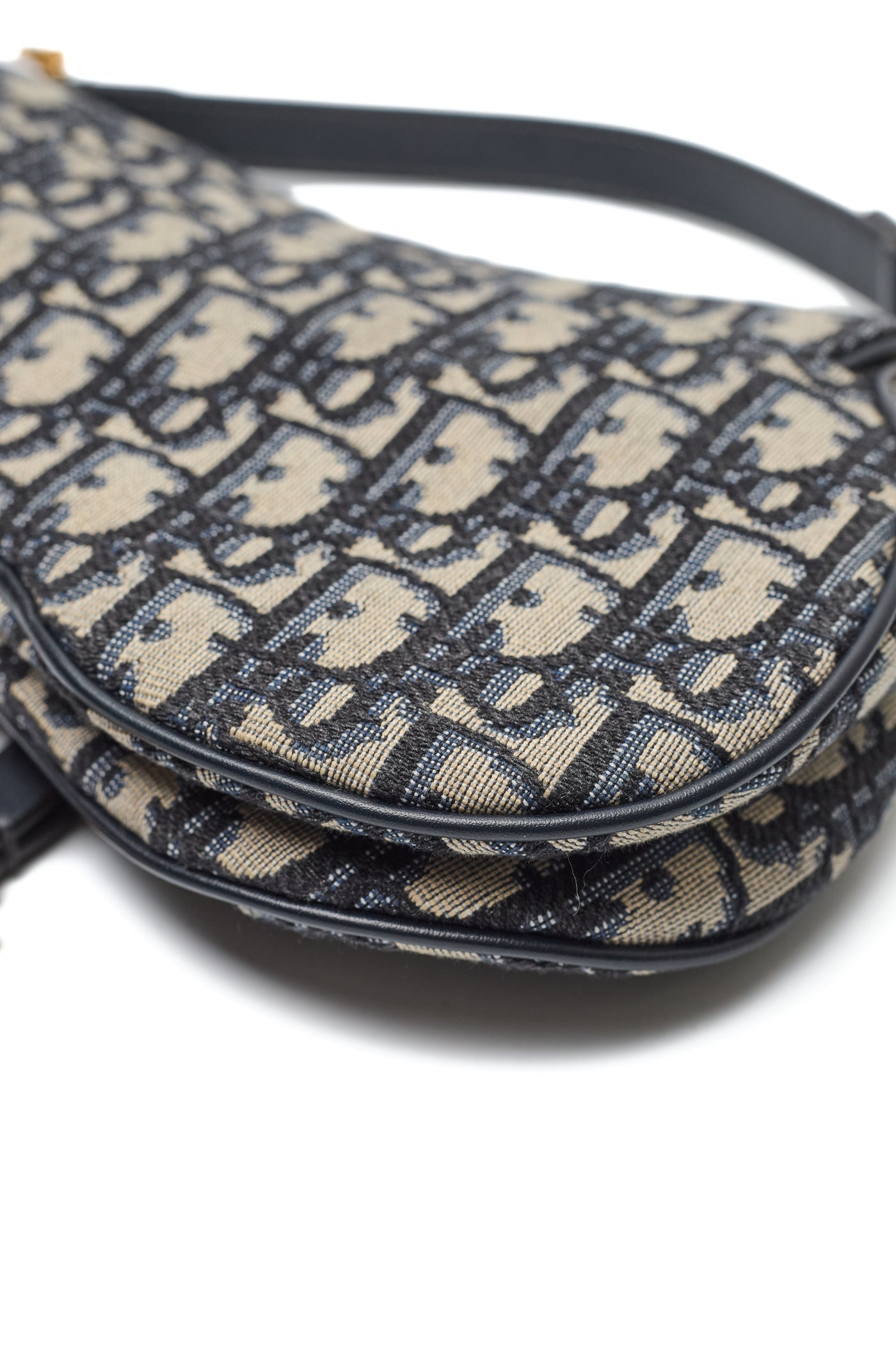 Christian Dior Mini Navy Monogram Oblique Saddle Bag with Strap