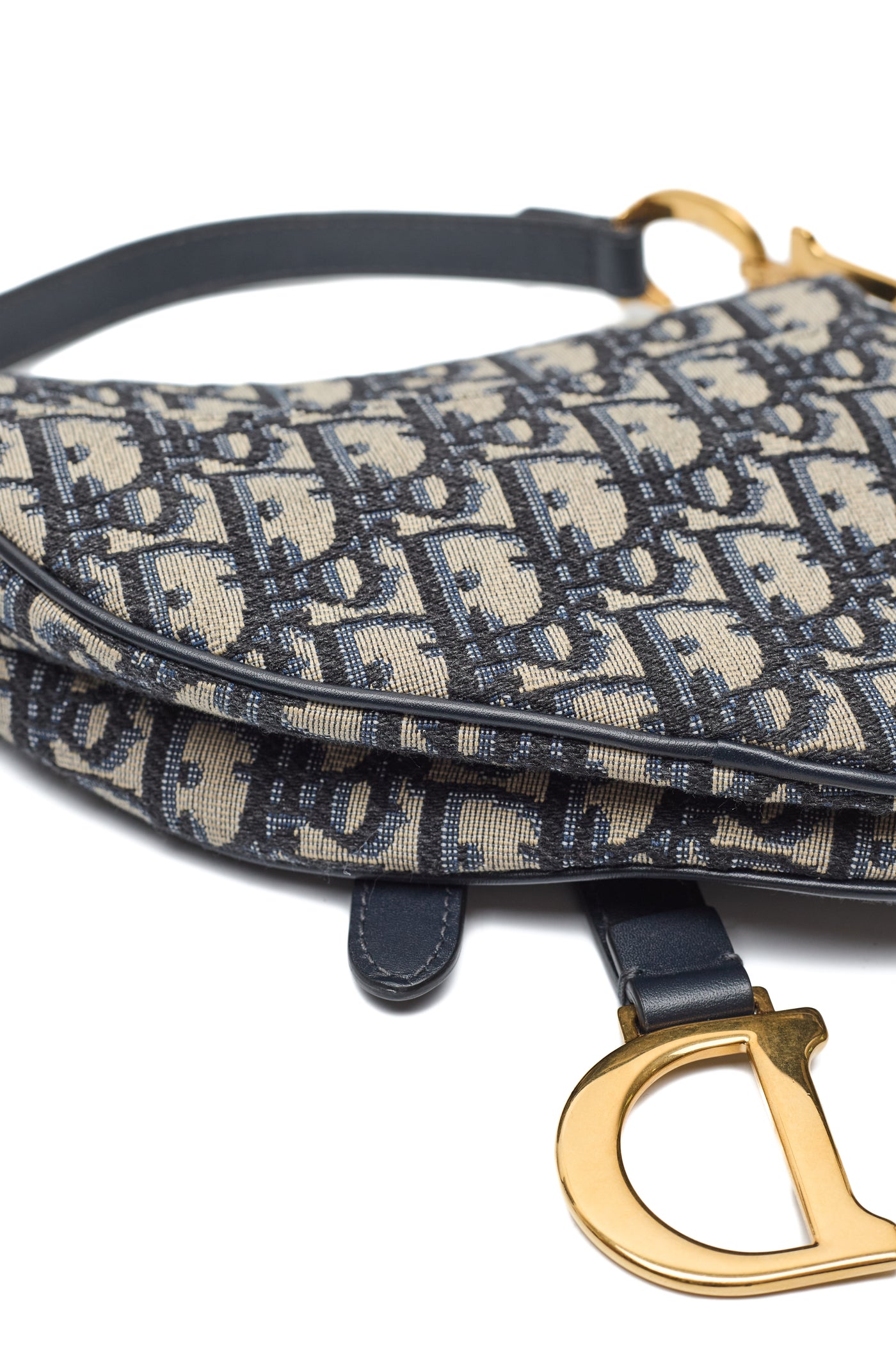 Christian Dior Mini Navy Monogram Oblique Saddle Bag with Strap