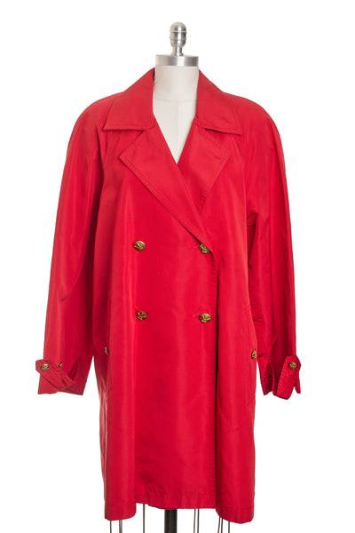 Chanel Vintage 1995 SS Runway Red Silk Trench Coat