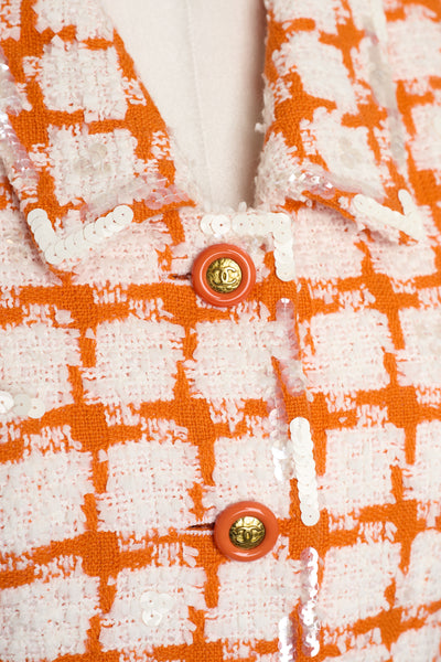 Chanel Rare Vintage 1995 SS Barbie Runway Orange Tweed and Sequin Jacket