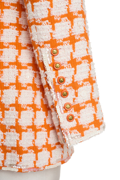 Chanel Rare Vintage 1995 SS Barbie Runway Orange Tweed and Sequin Jacket