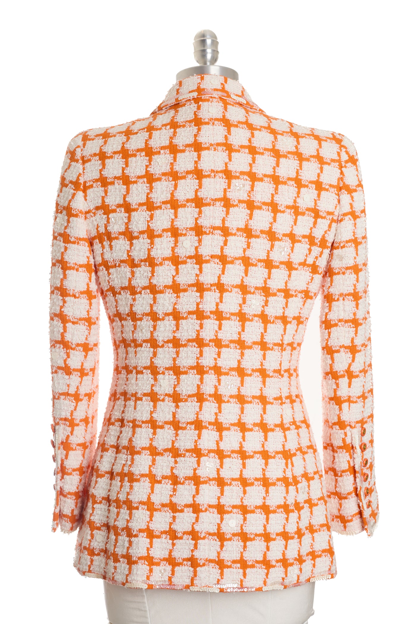Chanel Rare Vintage 1995 SS Barbie Runway Orange Tweed and Sequin Jacket