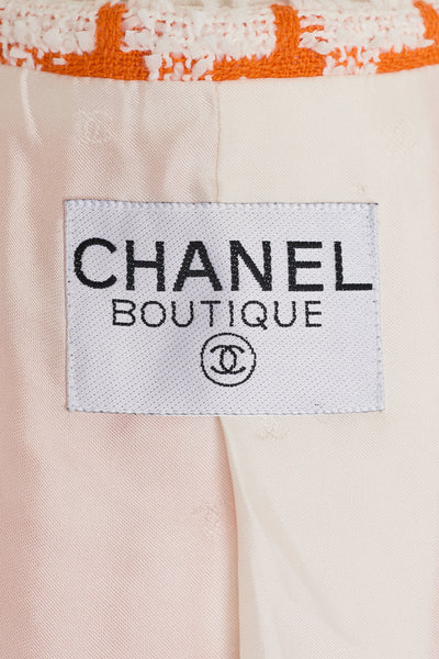 Chanel Rare Vintage 1995 SS Barbie Runway Orange Tweed and Sequin Jacket