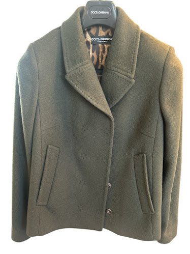 5157b Green Leopard Jacket Size: 44