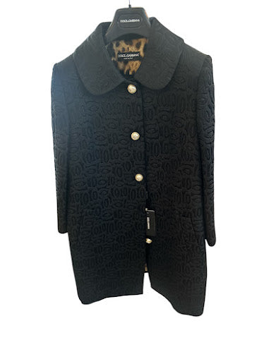 5156b Black Leopard Lining Long Jacket Size: 42