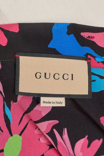 Gucci Ken Scott Collaboration Floral Silk Shirt with Belt/Tie