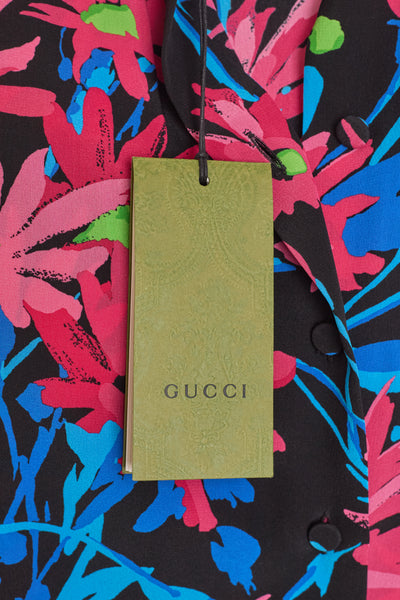 Gucci Ken Scott Collaboration Floral Silk Shirt with Belt/Tie