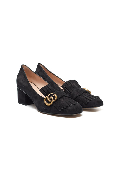 Gucci Black Suede Marmont Loafers Size 41.5