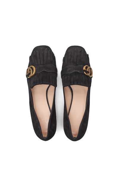 Gucci Black Suede Marmont Loafers Size 41.5