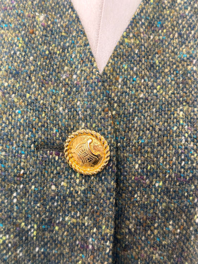 Celine Vintage Green Tweed Jacket
