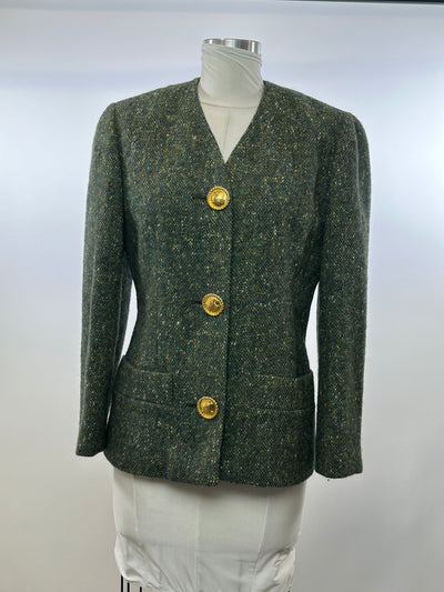 Celine Vintage Green Tweed Jacket