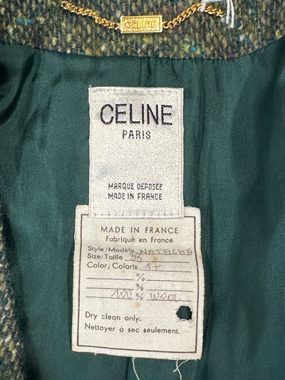 Celine Vintage Green Tweed Jacket