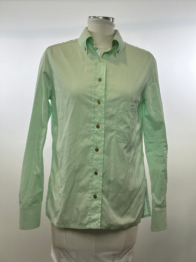 Chanel Vintage Mint Green Cotton CC Button Up