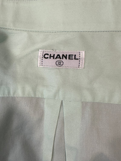 Chanel Vintage Mint Green Cotton CC Button Up