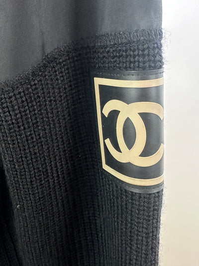 Chanel Black Wool CC Sport Zip Up