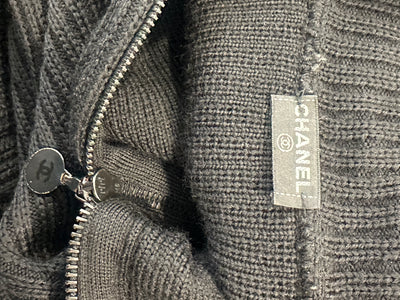 Chanel Black Wool CC Sport Zip Up