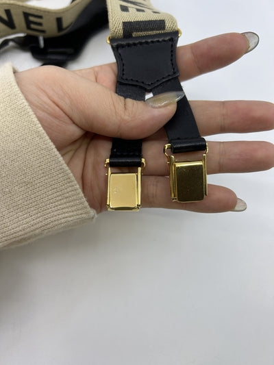 Chanel Vintage 1994 Runway Beige Logo Suspenders